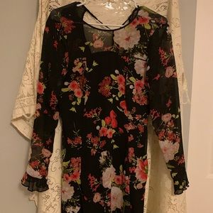 Urban Outfitters Boho Floral Dress with Open Back